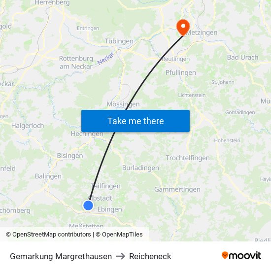 Gemarkung Margrethausen to Reicheneck map
