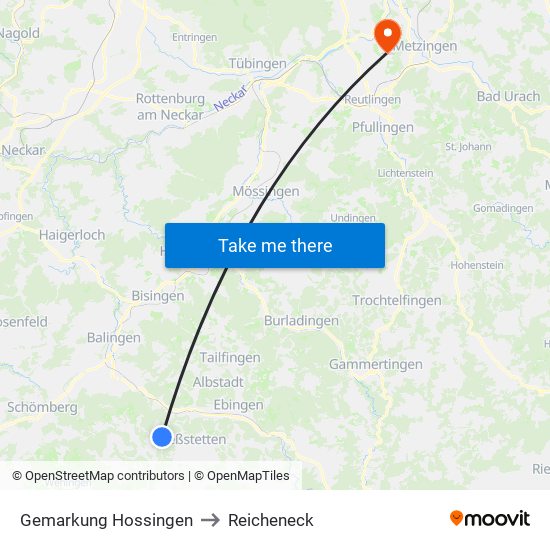 Gemarkung Hossingen to Reicheneck map