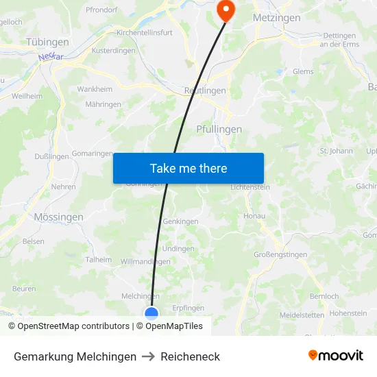 Gemarkung Melchingen to Reicheneck map