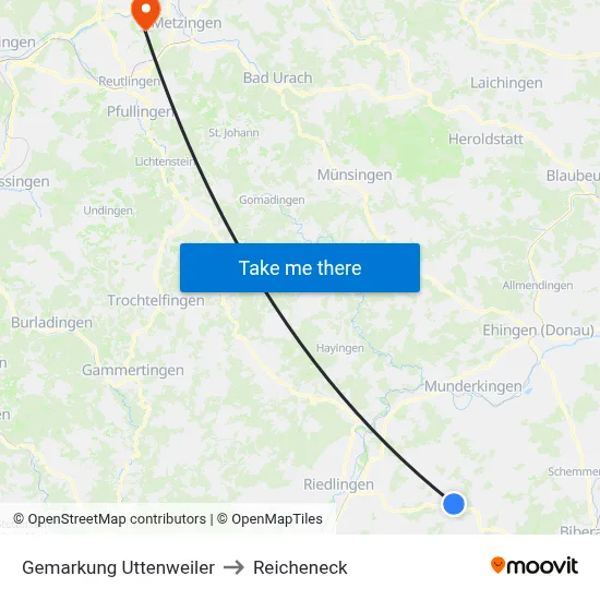 Gemarkung Uttenweiler to Reicheneck map