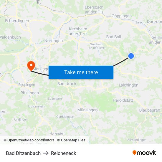 Bad Ditzenbach to Reicheneck map