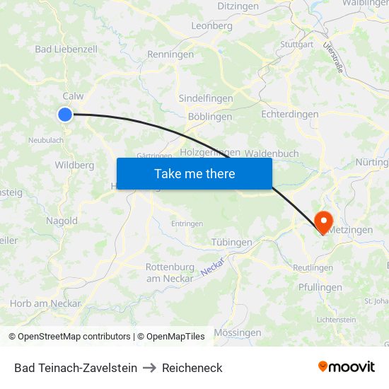 Bad Teinach-Zavelstein to Reicheneck map