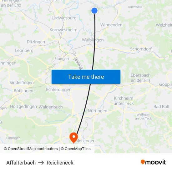 Affalterbach to Reicheneck map