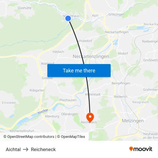 Aichtal to Reicheneck map