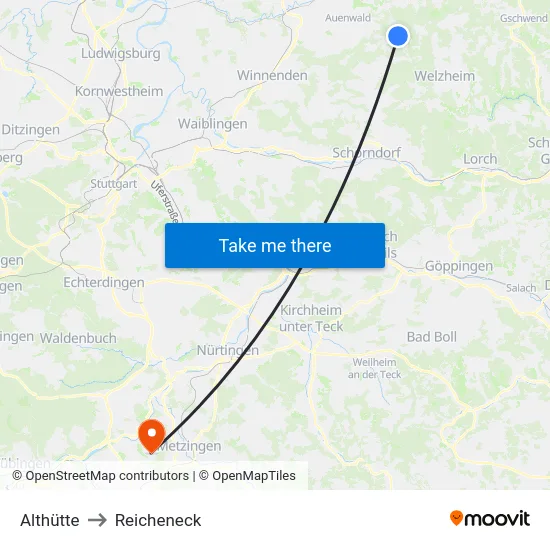 Althütte to Reicheneck map