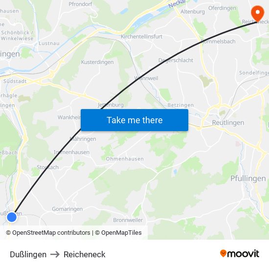 Dußlingen to Reicheneck map