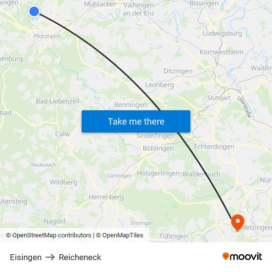 Eisingen to Reicheneck map