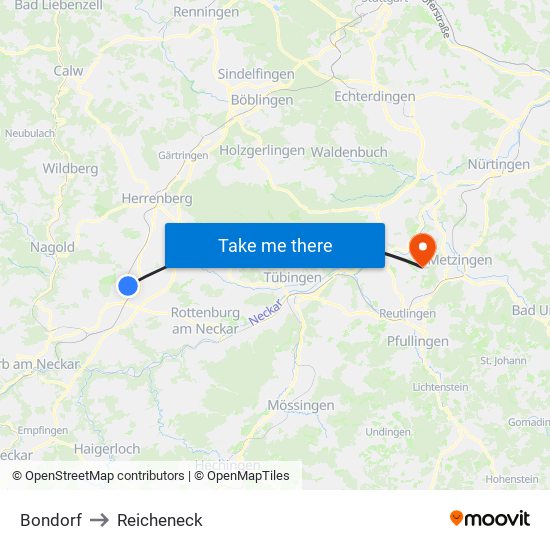 Bondorf to Reicheneck map