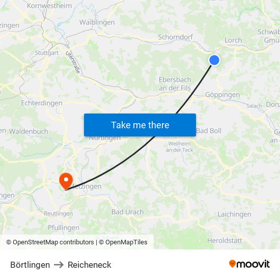 Börtlingen to Reicheneck map