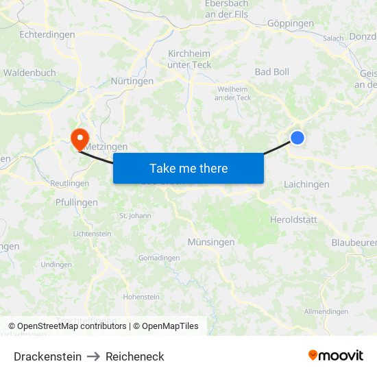 Drackenstein to Reicheneck map