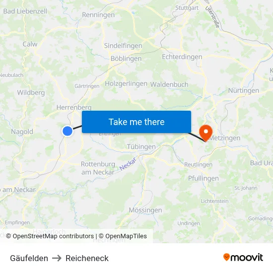 Gäufelden to Reicheneck map