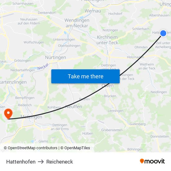 Hattenhofen to Reicheneck map