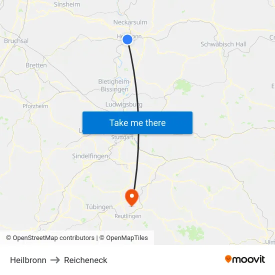 Heilbronn to Reicheneck map