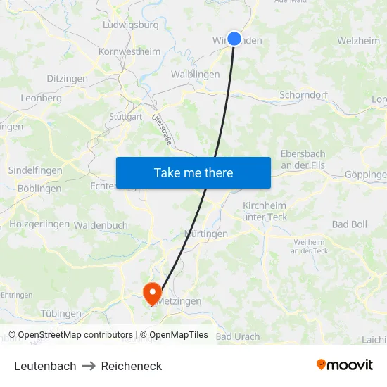 Leutenbach to Reicheneck map