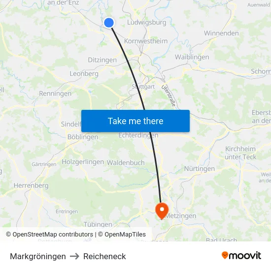 Markgröningen to Reicheneck map