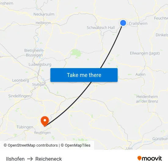 Ilshofen to Reicheneck map