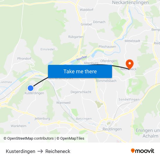 Kusterdingen to Reicheneck map