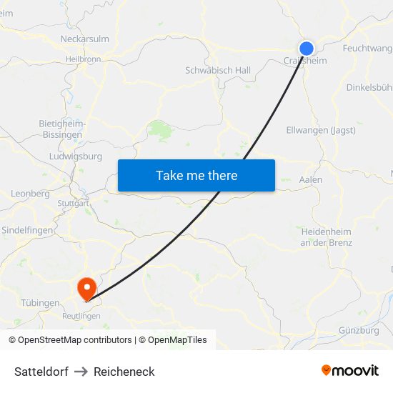 Satteldorf to Reicheneck map