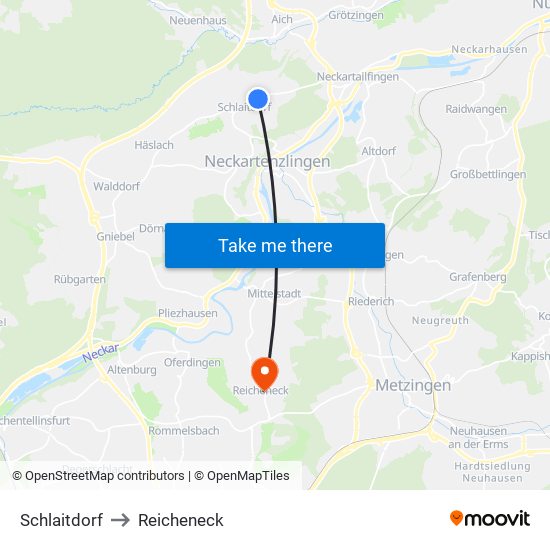 Schlaitdorf to Reicheneck map