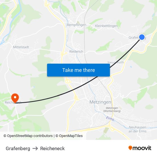 Grafenberg to Reicheneck map