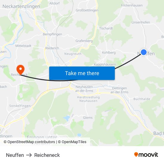 Neuffen to Reicheneck map