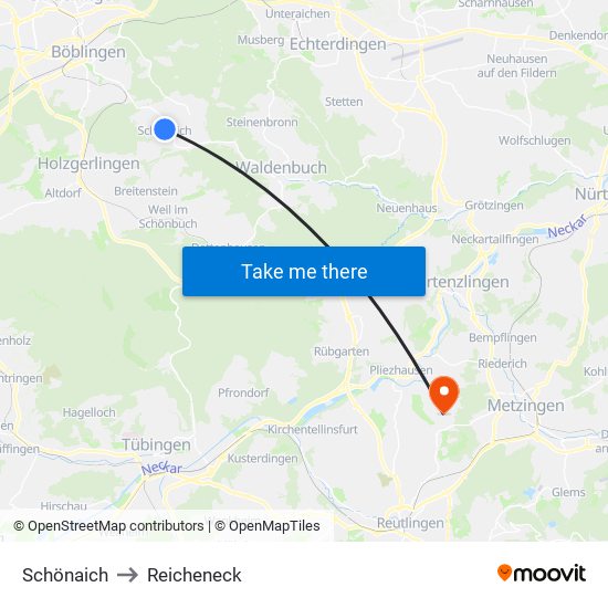 Schönaich to Reicheneck map