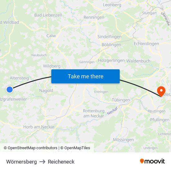 Wörnersberg to Reicheneck map