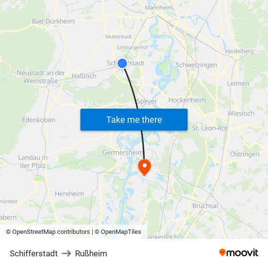 Schifferstadt to Rußheim map