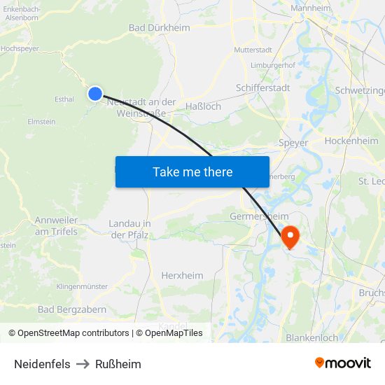 Neidenfels to Rußheim map