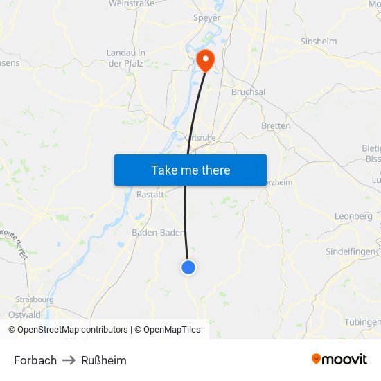 Forbach to Rußheim map