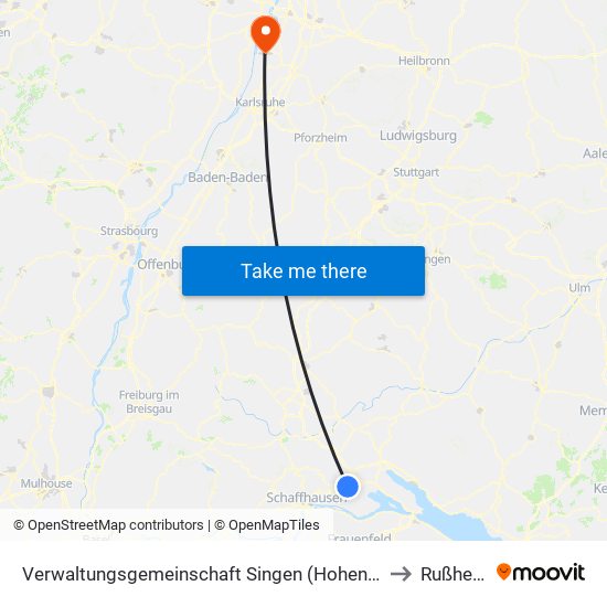 Verwaltungsgemeinschaft Singen (Hohentwiel) to Rußheim map