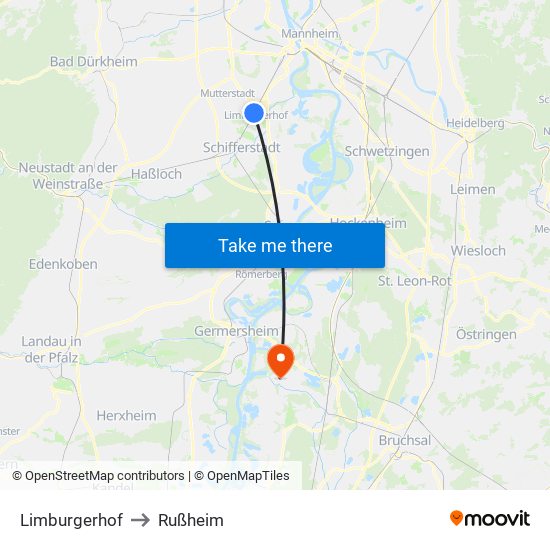 Limburgerhof to Rußheim map