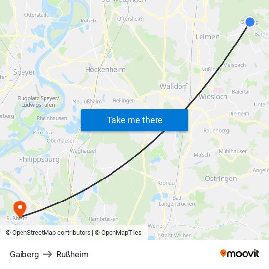 Gaiberg to Rußheim map