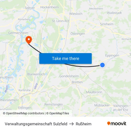 Verwaltungsgemeinschaft Sulzfeld to Rußheim map