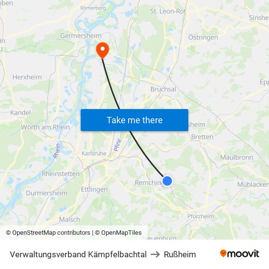 Verwaltungsverband Kämpfelbachtal to Rußheim map