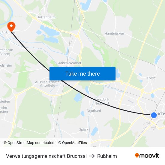 Verwaltungsgemeinschaft Bruchsal to Rußheim map