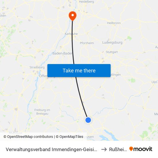 Verwaltungsverband Immendingen-Geisingen to Rußheim map