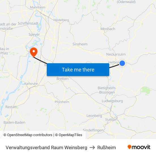 Verwaltungsverband Raum Weinsberg to Rußheim map