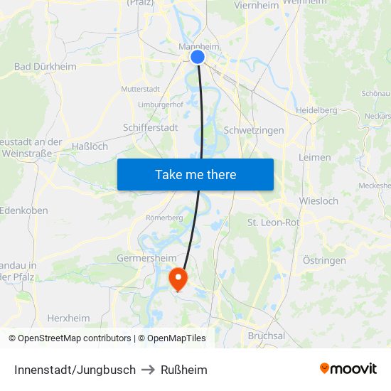 Innenstadt/Jungbusch to Rußheim map