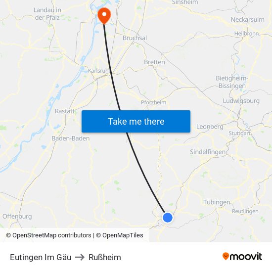 Eutingen Im Gäu to Rußheim map