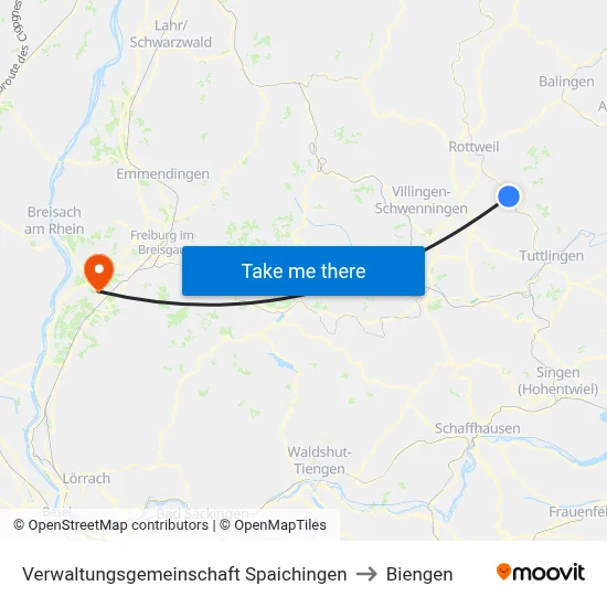 Verwaltungsgemeinschaft Spaichingen to Biengen map