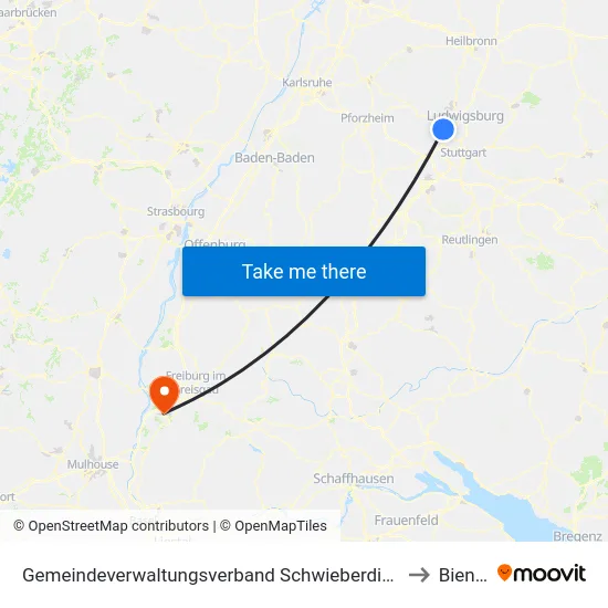 Gemeindeverwaltungsverband Schwieberdingen-Hemmingen to Biengen map
