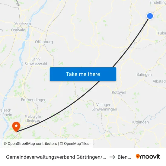 Gemeindeverwaltungsverband Gärtringen/Ehningen to Biengen map