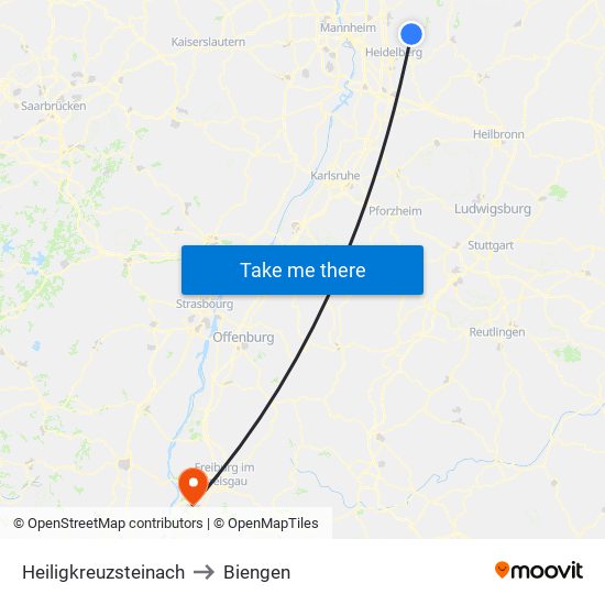 Heiligkreuzsteinach to Biengen map