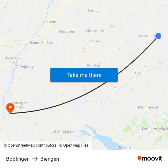 Bopfingen to Biengen map