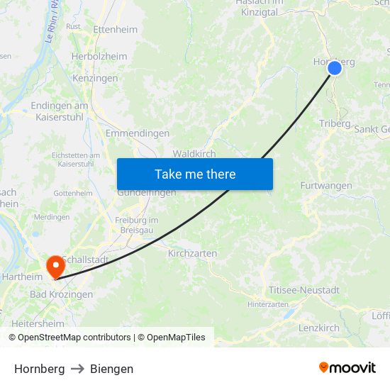 Hornberg to Biengen map