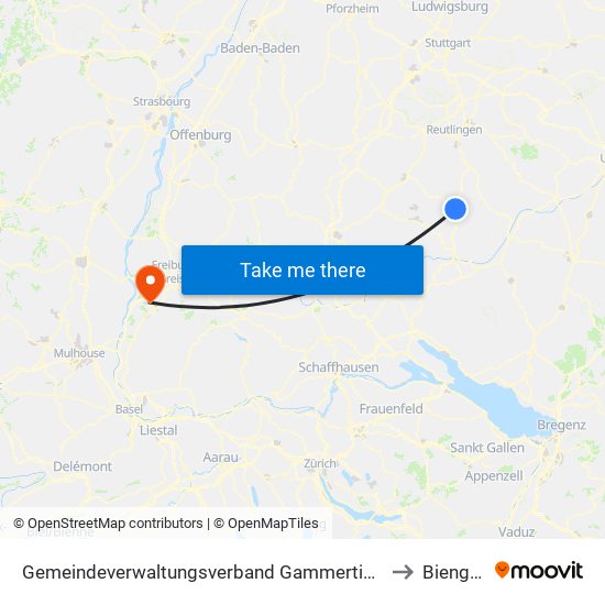Gemeindeverwaltungsverband Gammertingen to Biengen map