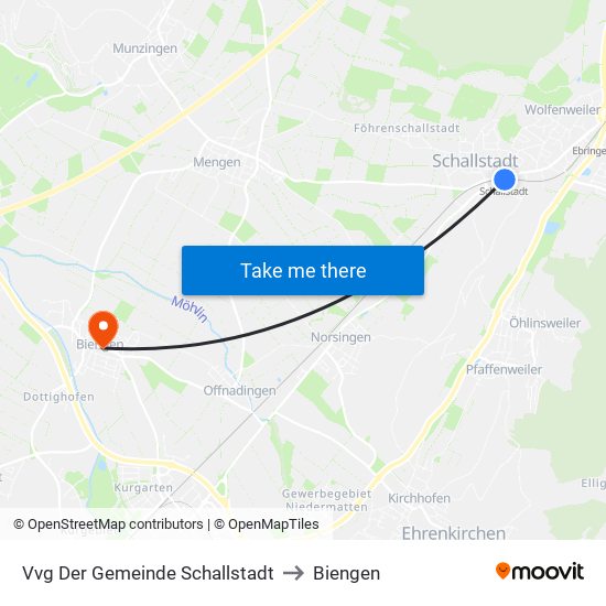 Vvg Der Gemeinde Schallstadt to Biengen map