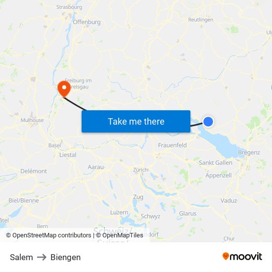 Salem to Biengen map