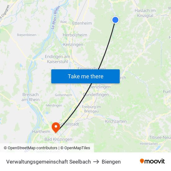 Verwaltungsgemeinschaft Seelbach to Biengen map